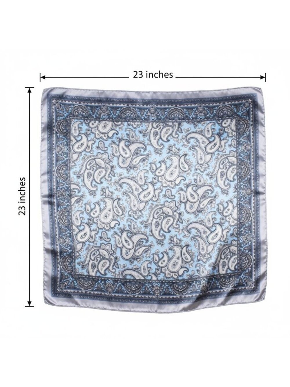Light Blue Paisley Wild Rag Satin Scarf Western Scarf Cowgirl Neck Scarf Small S - Picture 3 of 12